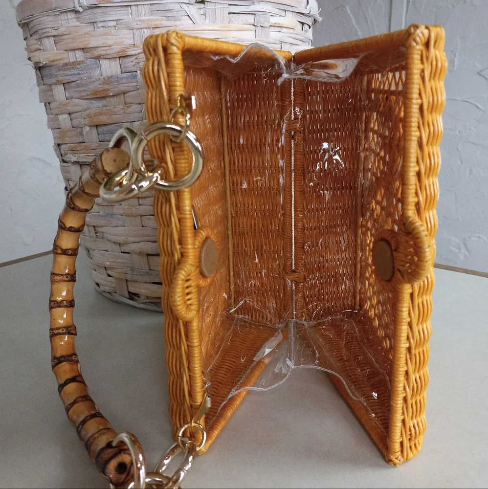 Serpui Brand, Paola Bird Palm Tree Wicker Top-Handle Bag MSRP $560 FREE SHIPPING